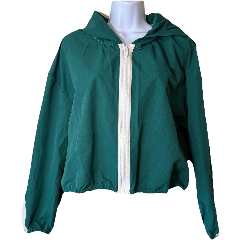 Prince Green Jacket‎ Windbreaker Zip Hooded Cropped Logo Size Large Pickleball